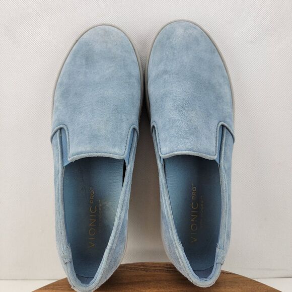 Vionic Womens Size 8.5 Blue Suede Comfort Vio Grip Slip On Loafers Shoes - Picture 5 of 9